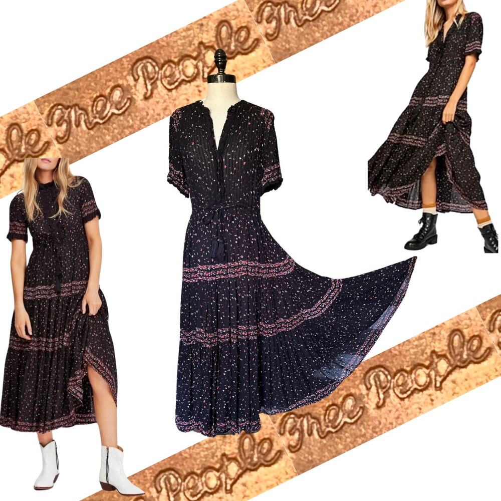 Free People Black and Pink Women's Dress